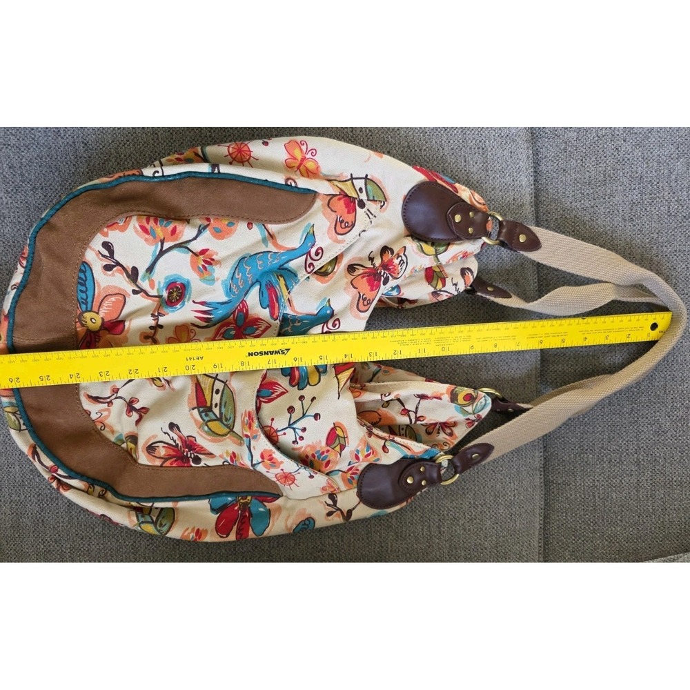 LUCKY BRAND Canvas & Leather Colorful Floral Backpack Shoulder‎ Bag - Picture 5 of 12
